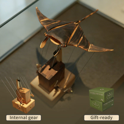 Artisan Wooden Manta Ray Automaton