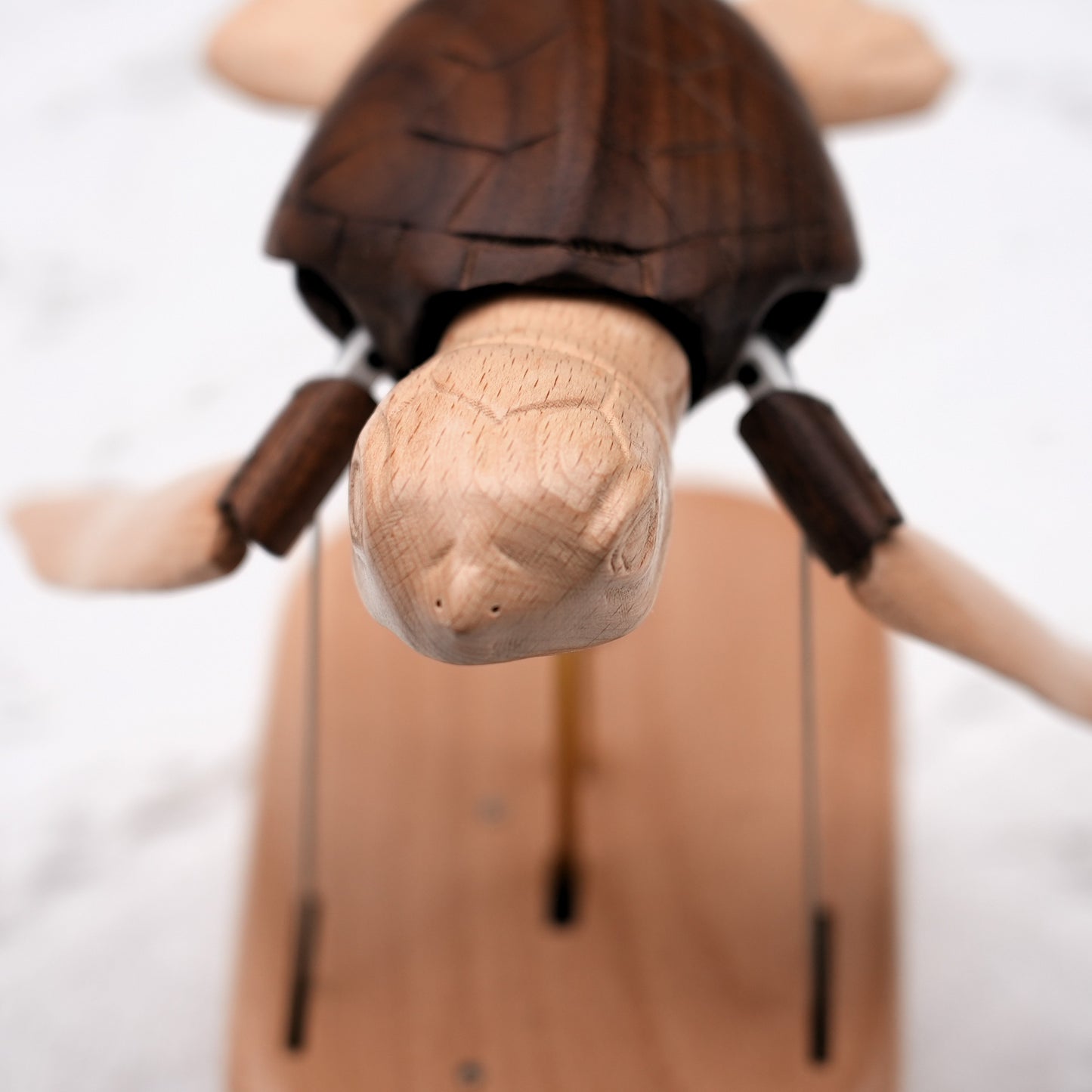 Handcrafted Wooden Sea Turtle Automaton | Kinetic Ocean Art & Moving Desk Decor