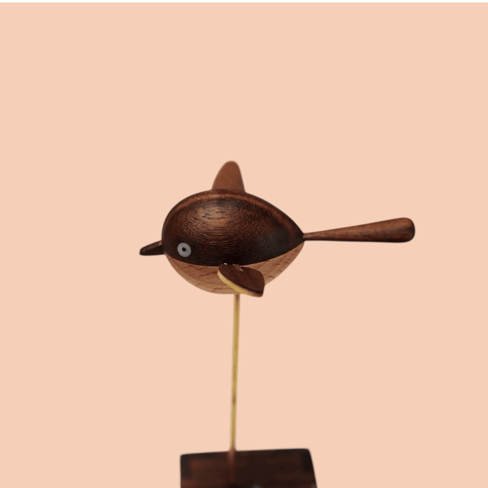 Handcrafted Wooden Bird Automaton with Adjustable Wing Motion