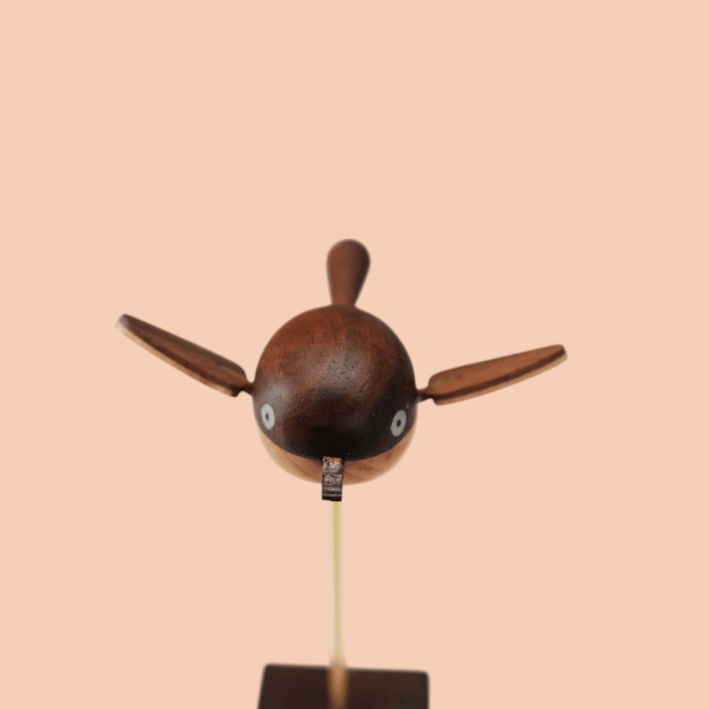 Handcrafted Wooden Bird Automaton with Adjustable Wing Motion