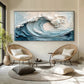 3D Frame Ocean Wave Oil Painting On Canvas Abstract Nature Blue Sea Wave Scenery Textured Wall Art Large Original Wall Art Living Room Decor