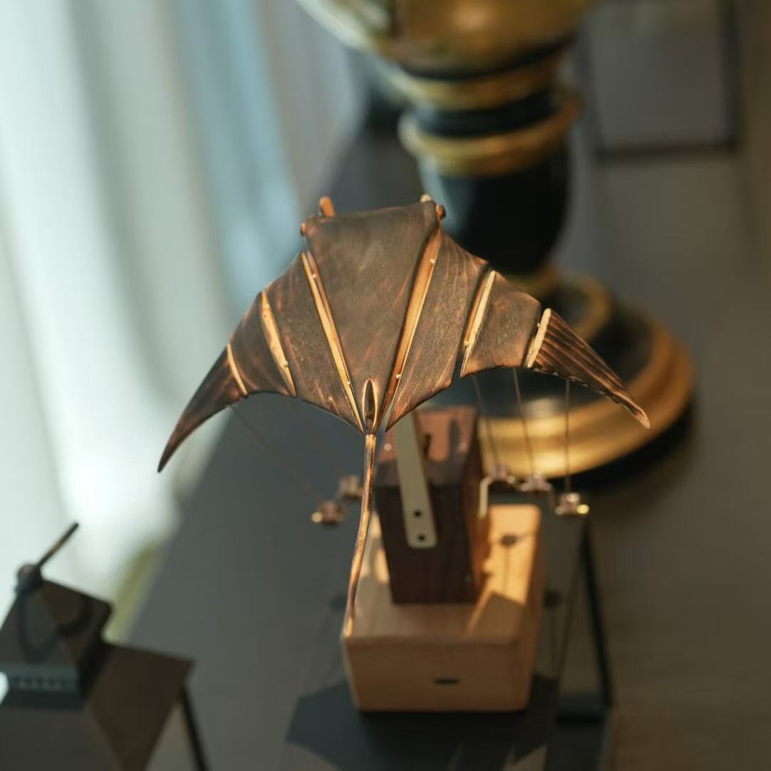 Artisan Wooden Manta Ray Automaton