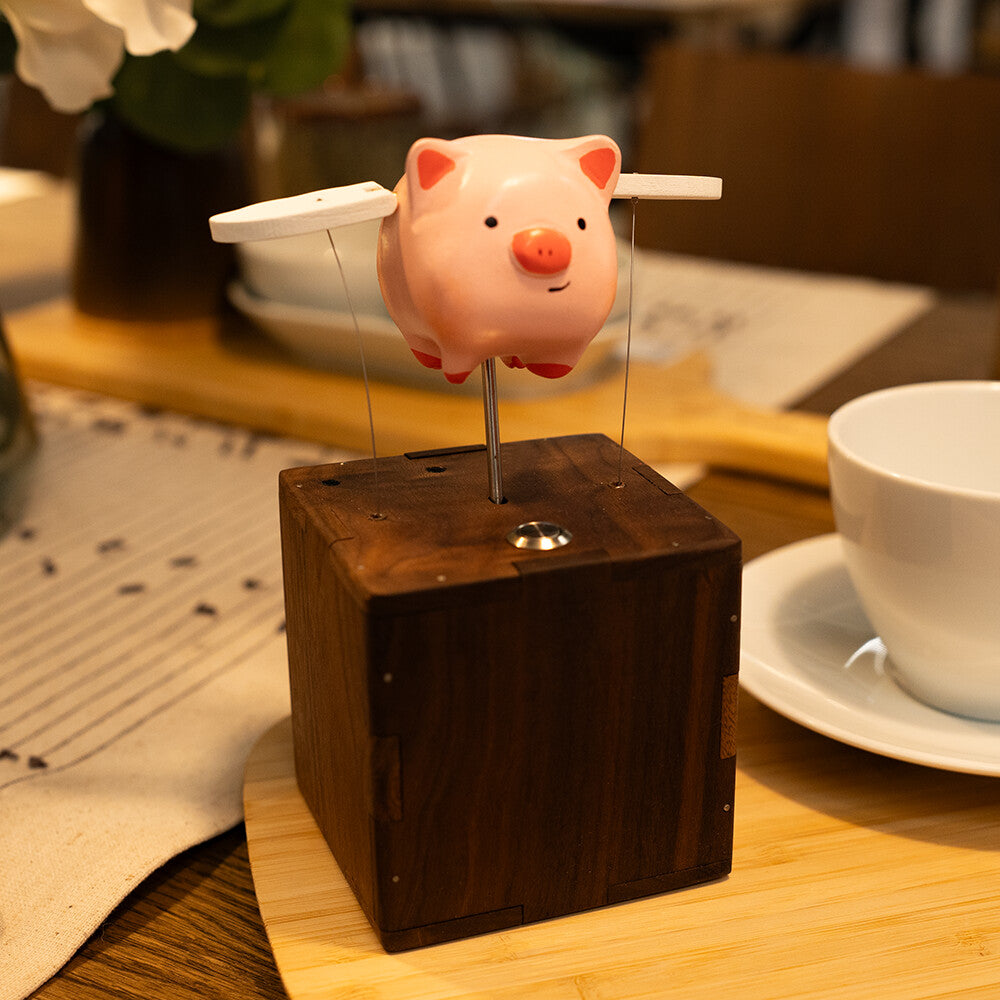 Artisan Wooden Flying Piggy Automaton – CHAMELEON
