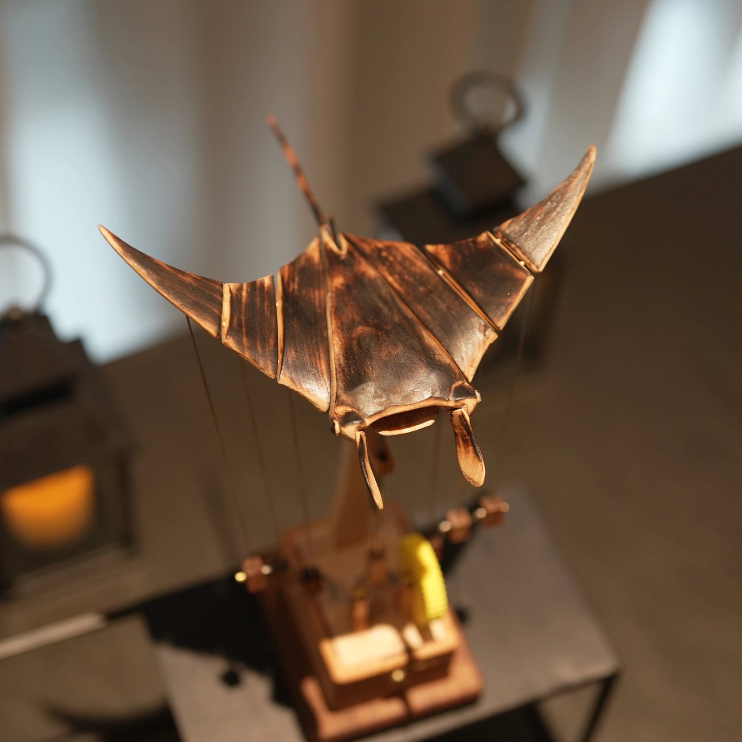 Artisan Wooden Manta Ray Automaton