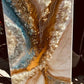 Crystal Quartz Ocean Epoxy River Resin Art Water Selenite Painting Custom Geode Original Abstract Modern Blue Aqua 24K Gold Water