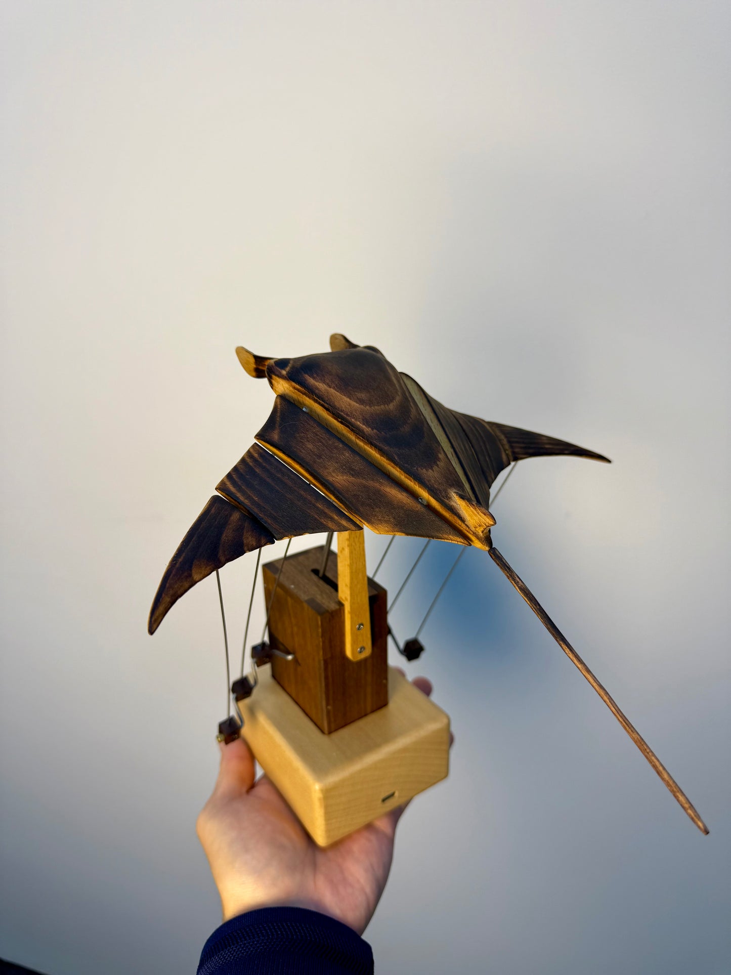 Artisan Wooden Manta Ray Automaton